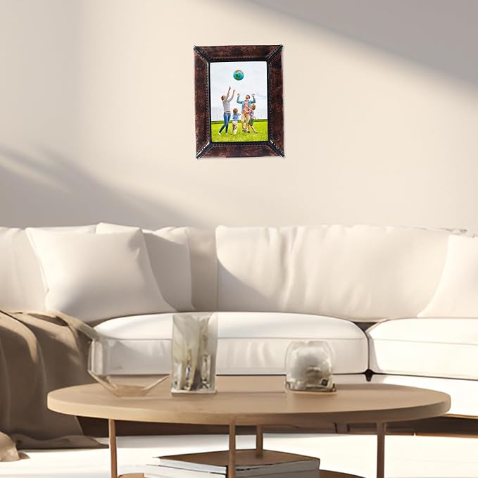 5x7 Retro Picture Frame, Vintage Leather Photo Frame, Hand-Crafted Resin Ornate - Image 7