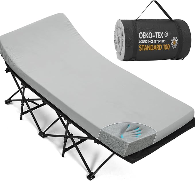 CYMULA Camping Cot Mattress 2in Memory Foam Sleeping Pad, Soft Warm Non-Slip by CYMULA
