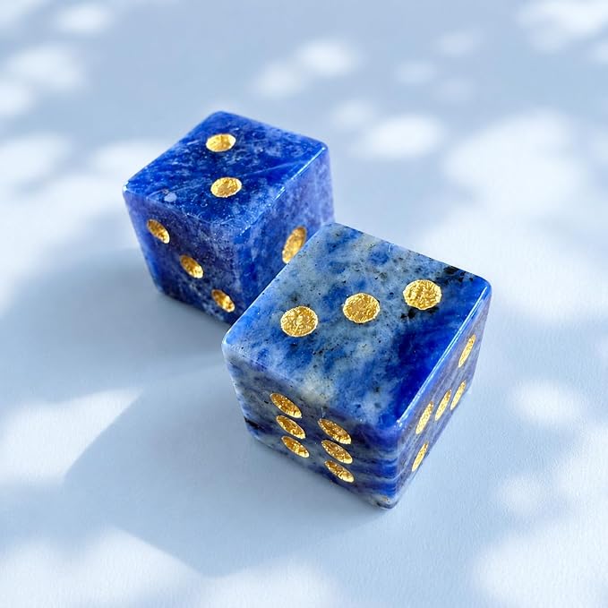 2PCS Crystal D6 Dice, 16mm Natural Gemstone Mahjong Dice Set Stone Dice - Image 5