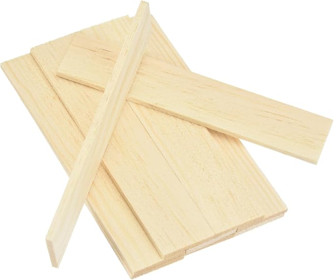 MECCANIXITY 10Pcs Wood Strips Slats, 5/64" x 7/8" x 4" Thin Wood Sticks Flat by MECCANIXITY