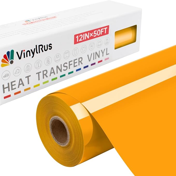 VinylRus Heat Transfer Vinyl-12 x 50ft Yellow Iron on Vinyl Roll by VinylRus