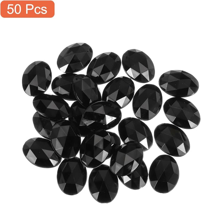 MECCANIXITY 50Pcs Acrylic Oval Gems 13x18 mm Flat Back Artificial Rhinestones - Image 3