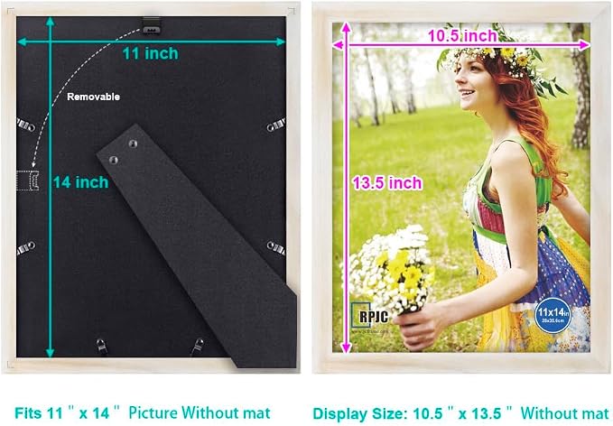RPJC 11x14 inch Photo Frame Made of Solid Wood High Definition Glass Display - Image 4