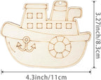 4In Steamship Shape Hanging Wood Ship Unfinished Wood - Image 2