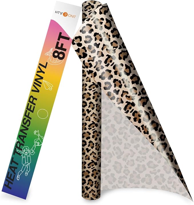 HTVRONT Heat Transfer Vinyl Roll, 12in x 8ft Leopard HTV | Leopard Printed Iron by HTVRONT