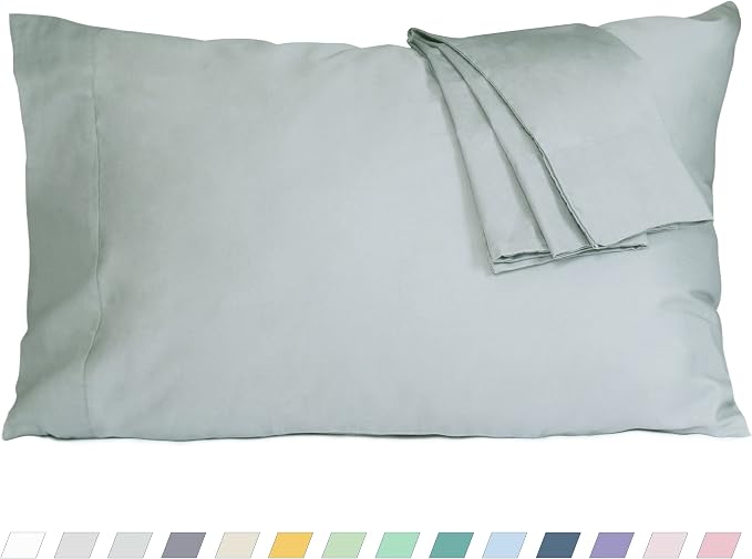 Pillow Cases, Standard Queen Size Cotton Percale Weave Pillowcases, Pre-Shrunk by HOMTEC