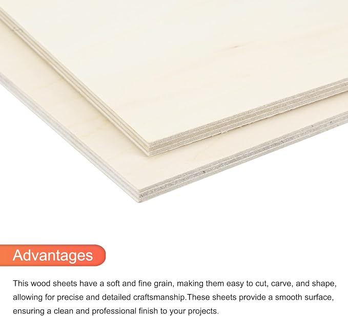 MECCANIXITY 3pcs Basswood Sheets 4 x 12 x 3/16 Inch Unfinished Wood Boards - Image 4