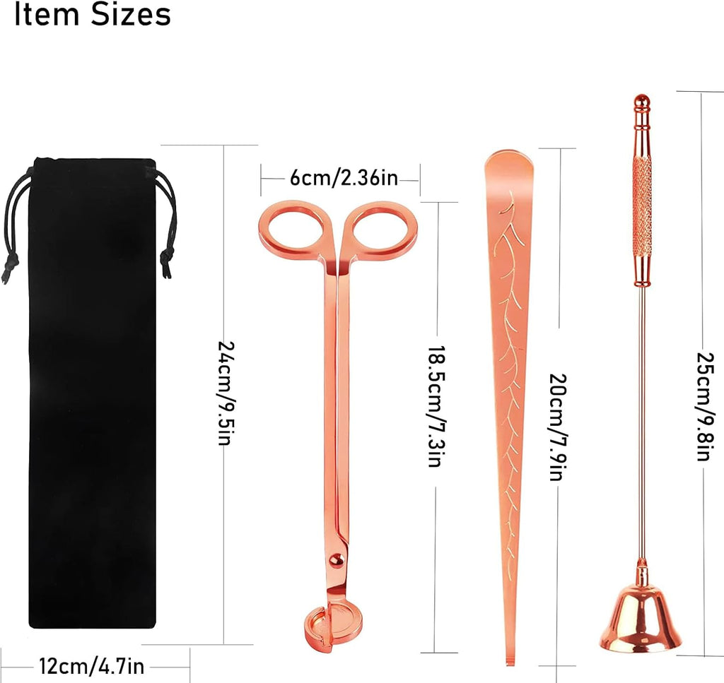 4 in 1 Elegant Candle Accessory Set, Rechargeable Lighter, Candle Wick Trimmer Cutter, Candle Snuffer & Candle Wick Dipper Candle Care Kit for Candle Aromatherapy Lover (Rose Golden)