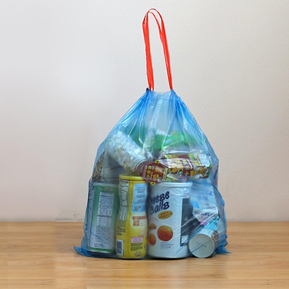 8 Gallon Garbage Bags Trash Bags with Drawstring, Blue