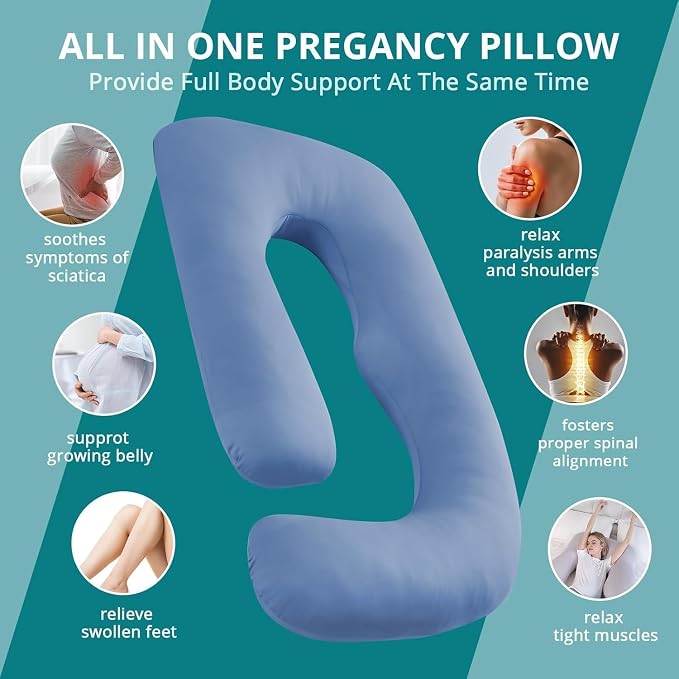 Sasttie Pregnancy Pillows for Sleeping, Jumbo U Shaped Cooling Full Body Pillow - Image 7