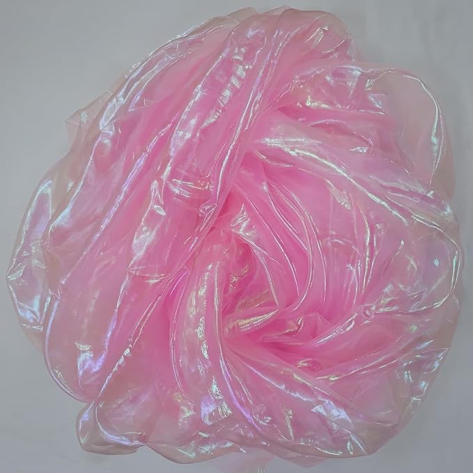 Light Pink Iridescent Organza Fabric - Image 9