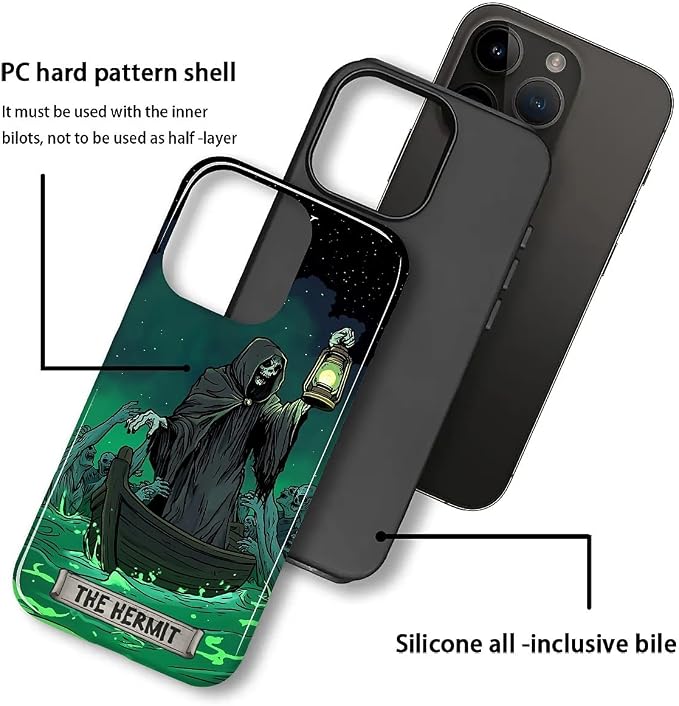 ZHEGAILIAN Case for iPhone 15 Plus, The Hermit Night Skull Durable Shockproof - Image 2