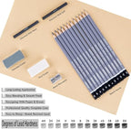 HNIHUY Professional Sketch Pencils Set, Graphite Pencils, Erasers and Sharpener - Image 2