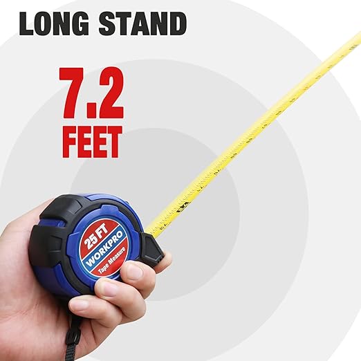 WORKPRO 25FT Tape Measure, 1/8 Fractions Easy Read Measuring Tape, Retractable - Image 3