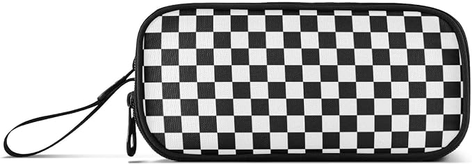Black White Checkered Pencil Case Box Boys Girls Large Pencil Pouch Zipper - Image 8