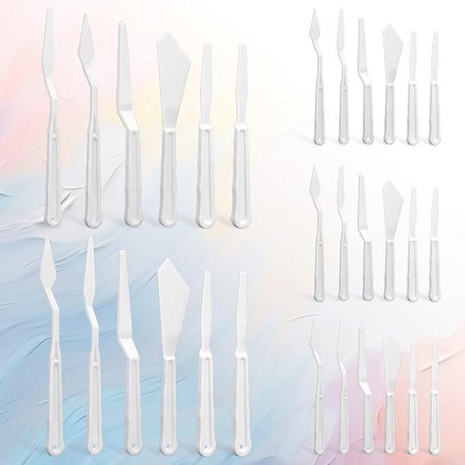30 Pcs Paint Spatula Tools Plastic Painting Palette Knives White Art Artist - Image 7