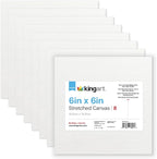 KINGART Stretched White Canvas Set – Square, 6x6 Inch, Triple Gesso Primed – by KINGART