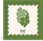 8x8 Picture Frame with Wavy Mat, Wooden Real Glass 8 x 8 Photo Frame by THKRLOF