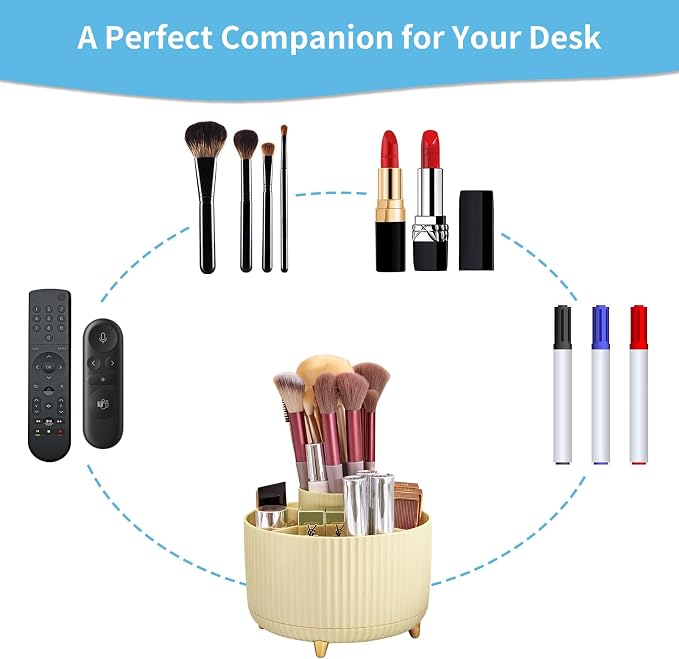 Marbrasse Desk Organizer, 360-Degree Rotating Pen Holder, Desk Organizers and - Image 6