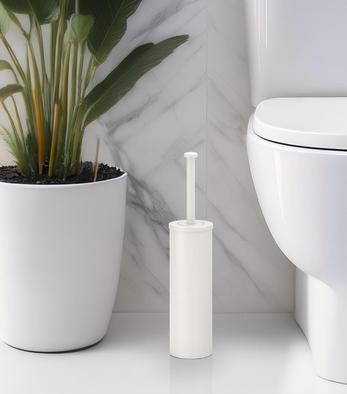 Gatco 1481W Latitude II Slender Toilet Brush Holder, Matte White