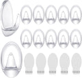 Blulu 12 Pcs Clear Adhesive Hooks for Hanging Wall Hooks Heavy Duty 22 lb Max No Damage Waterproof Transparent Hook with 15 Pcs Self-Adhesive Tapes for Home Bathroom Kitchen Office Wall