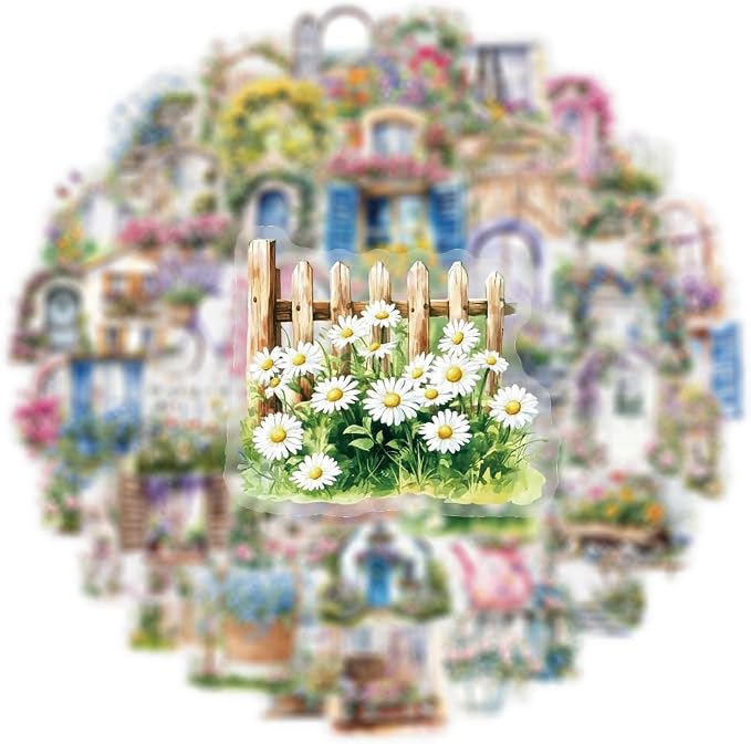 50PCS Garden Stickers Aesthetic PET Sticker Garden Flower wall Decal Waterproof - Image 2