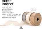 Vitalizart Organza Sheer Ribbon 1 inch x 30 Yd Cream White Rose Gold & Silver - Image 2