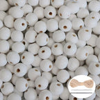 400Pcs White Wooden Beads with Hole, Round Loose Beads Natural Wood Spacer Bead by SMANTA
