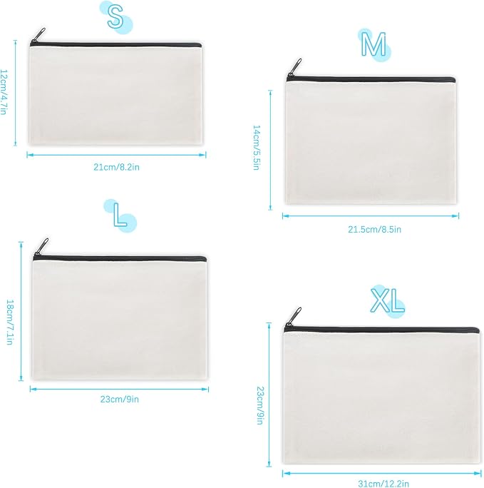 12 Pieces Cotton Canvas Makeup Bag, Blank DIY Craft Bag - Image 7