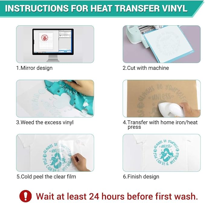 HTVRONT Heat Transfer Vinyl Bundle: 24 Pack 12"x12" Iron on Vinyl | Iron on - Image 6