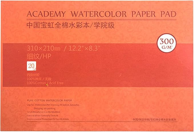 MEEDEN 8.3×12" Cotton Watercolor Paper Block, Smooth Surface Watercolor Paper by MEEDEN