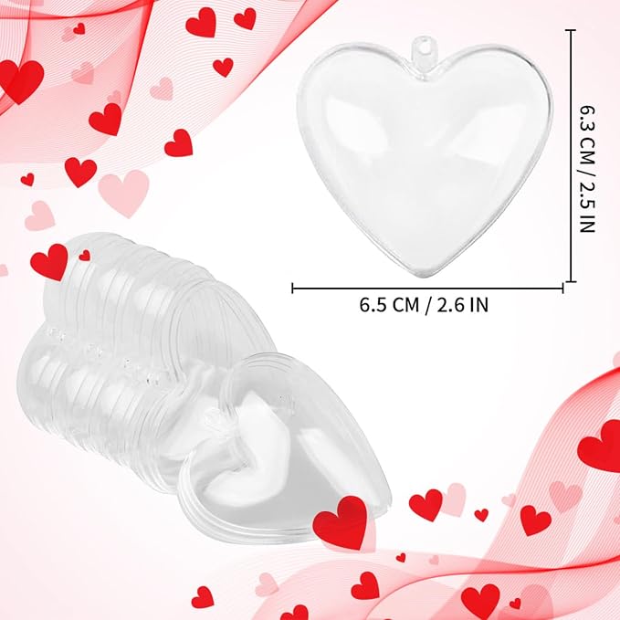 Jishi Clear Plastic Heart Ornaments 10-Pack Christmas Ornament Fillable Balls - Image 3