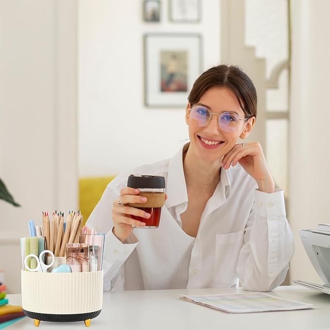 SKYDUE 360 Rotating Organizer, Dual-Purpose Pencil Pen Holder, 5-Slot Rotating - Image 7