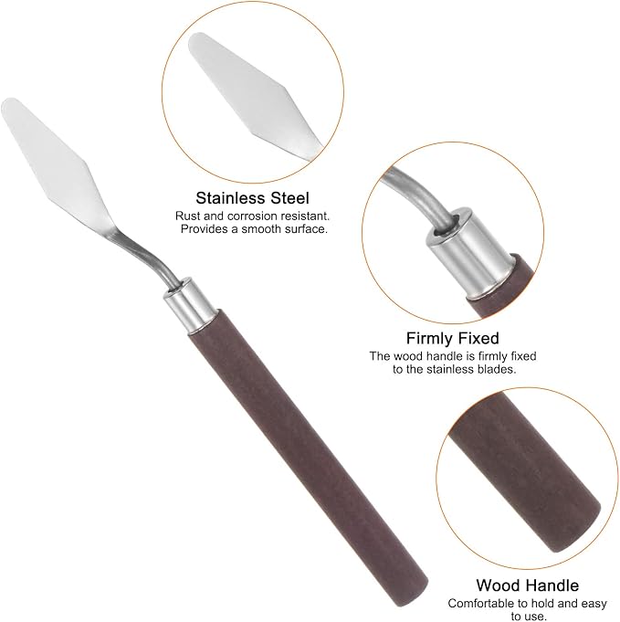 HARFINGTON 2pcs No.5 Palette Knives 14mm Width Stainless Steel Small Pointy - Image 4