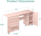 Best Choice Products Large Folding Sewing Table, Caster Wheels, Storage Shelves - Image 2