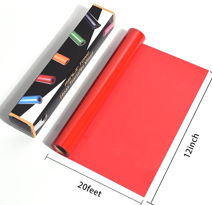 RENLITONG Red Iron on Vinyl 12Inch by 20ft Roll Heat Transfer Vinyl - Image 3
