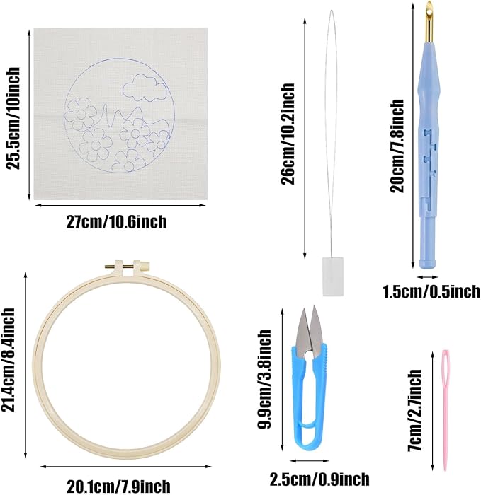 Allazone 3 Set Punch Needle Embroidery Starter Kits, DIY Craft Punch Needle Kits - Image 2