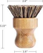 Palm Pot Brush- Bamboo Round 3 Packs Mini Dish Brush Natural Scrub Brush - Image 3