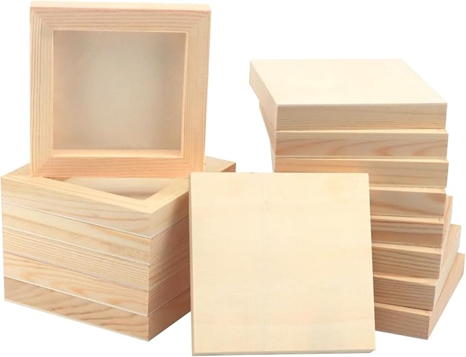 FSWCCK 15 Pack 5 x 5 inch Wood Panel Boards, Unfinished Wood Canvas Panels by FSWCCK