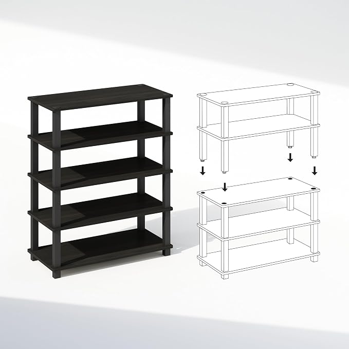 Furinno Turn-S-Tube Storage Shelves Set of 2, 3-Tier Stackable Standing Shelf - Image 4
