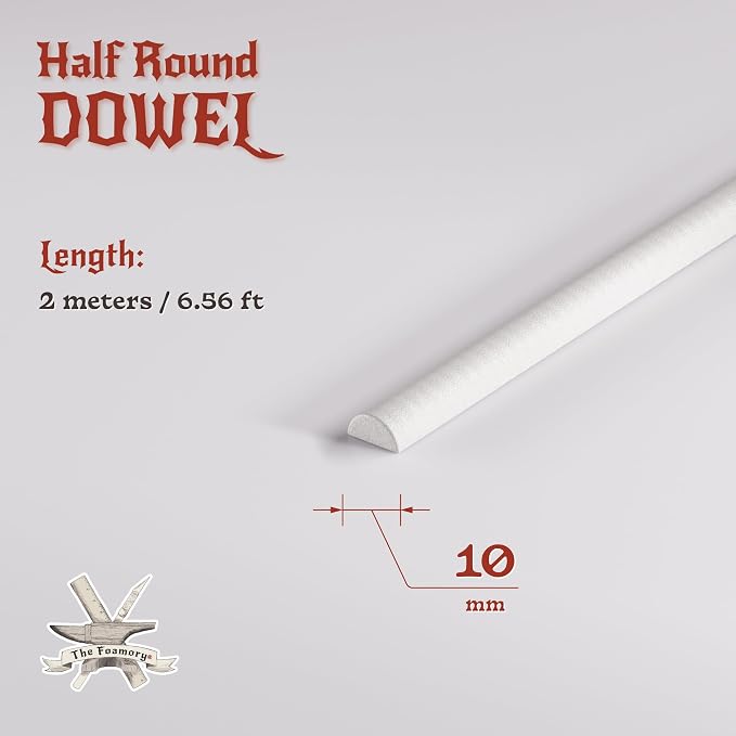 The Foamory's No Waste Half Round EVA Foam Dowel. 10mm x 2M Length. High-Density - Image 2