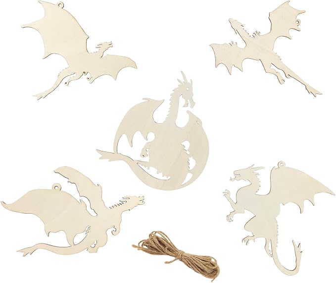 Xonzmmk 20 Pack 6 Inch Wood Dragon Crafts Unfinished Wood Dragon Cutouts Wooden by Xonzmmk