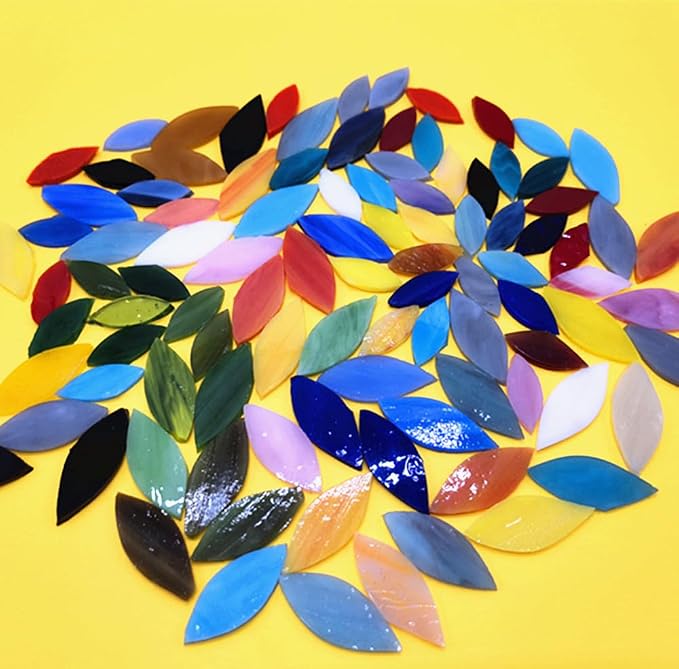 DIY Glass Petal Mosaic Tiles, 100 Pieces Assorted Size and Colors Stained Glass - Image 4