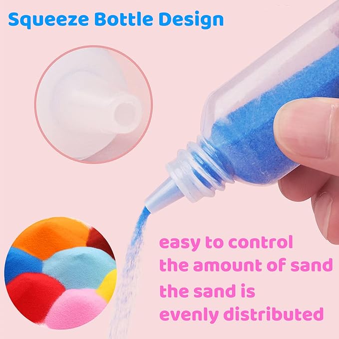 Guuozzli 24 PCS Art Sand, 1.24 oz Colored Sand Bottles, Sand Arts and Crafts Kit - Image 5