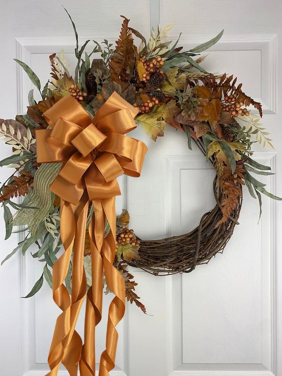 HUIHUANG Burnt Orange Satin Wired Ribbon 2.5 inch Easter Wired Ribbon - Image 6