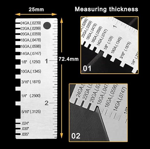 2 Pcs Stainless Steel Thickness Gauges Wire Gauge Measuring Tool | - Image 3