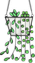 Lewondr Plant Stained Glass Window Hanging, Handcrafted Stained Glass Panels by Lewondr