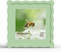 8x8 Picture Frame with Mat for 6x6, Wavy Edge Wooden Real Glass Photo Frame for by THKRLOF