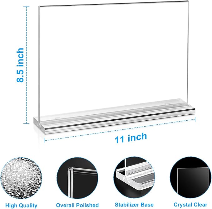 EHWINE Acrylic Sign Holder 8.5 x 11, 10 Pack Horizontal Double-Sided Stand | - Image 3