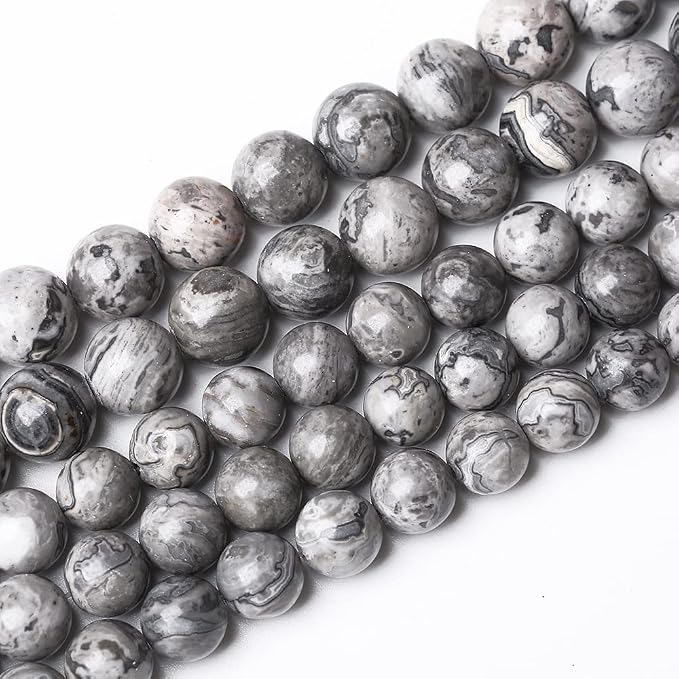 4mm 90pcs A+ Natural Map Jasper Gemstone Beads Gray Energy Stone Healing Power - Image 2